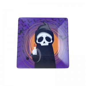 Halloween holiday Design Durable Dishwasher Safe Custom Printed 6 Inch Appetizer Dishes Melamine Square Plates