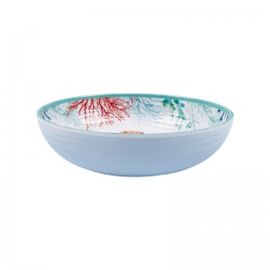 8inch Round shape customized printing Melamine Ocean Series Bowl fish coral Design melamine Decorative Bowl