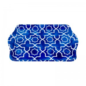 Rectangular Blue Plastic Melamine Tray Set Sustainable Buffet Plate Dish Nordic Design Unbreakable Trays for Party Serving