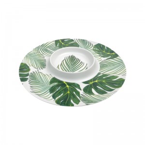 Popular Wholesale Custom Design Plastic Custom Print Round Tray Melamine Chip And Dip Tray