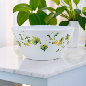 Wholesale modern kitchen melamine V shape big mixing salad bowl large white serving melamine bowls