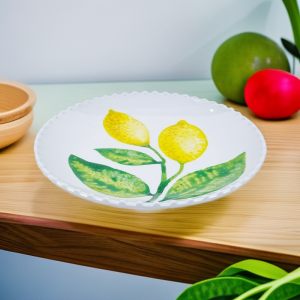 High Quality Lemon Pattern Melamine Dinner Plates Set Pizza Pasta Serving Dishes Classic Style Tableware Dessert Dishes