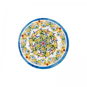 Custom Dishes for Restaurant 8 inch Flower Printing Melamine Foodware Plate