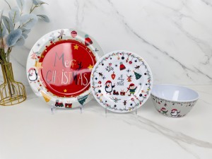 Christmas Melamine Dinner Plate Sets Holiday Plates Dishes Sets 9/11inch Dinner Dessert Plates