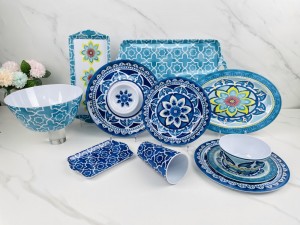 Bohemian Style 9/11 Inch Melamine Plates Unbreakable Plate Dinner Set Large Size Melamine Plate