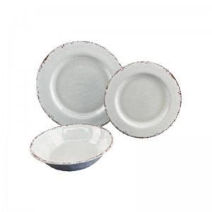 Wholesale three-piece set japanese style special old design melamine plate bowl restaurant plastic breakfast dinner set