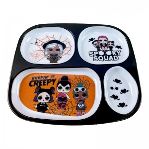 Custom Logo Eco Friendly Unbreakable Baby Divided Training Plate Food Grade Kids Child Feeding Dish Plates Baby Halloween Melamine Plate