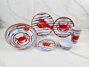 Wholesale Melamine Serving Dish Plate Cheap Bulk Sea Series Crab Design White melamin Dinner Plates Home Customized Plates