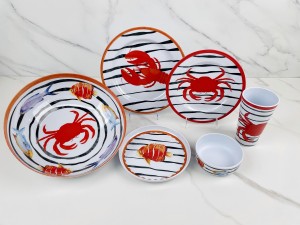 Wholesale Melamine Serving Dish Plate Cheap Bulk Sea Series Crab Design White melamin Dinner Plates Home Customized Plates