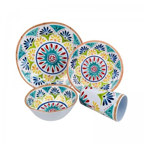 Custom Bohemian Dinner Plates Dinnerware Sets Bespoke Dishes Plate private label Printing Melamine Dinner Plate Sets