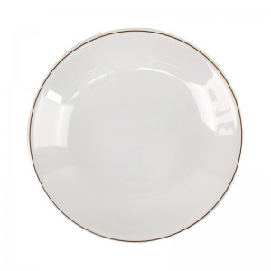 Creative melamine tableware dessert flat dish with white background and gold edge western sushi flat dinner plate