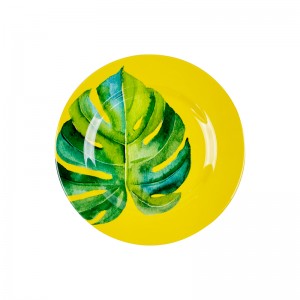 Factory Direct Sale Melamine Plates  Kitchen Banana Leaf Design Dinner Plates Custom Pattern Dishwasher Safety Serving Plate