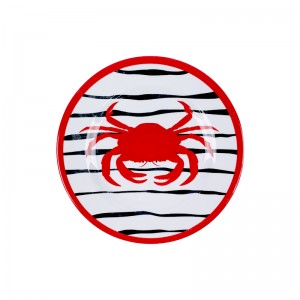 Wholesale Melamine Serving Dish Plate Cheap Bulk Sea Series Crab Design White melamin Dinner Plates Home Customized Plates