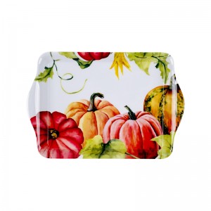 Mutambo Wekukohwa Dhizaini Isingaputsike Tray 16/18 Inch Melamine Inoshandira Tray Rectangle Dinner Plates Melamine Tray yeChikafu Chinobata.