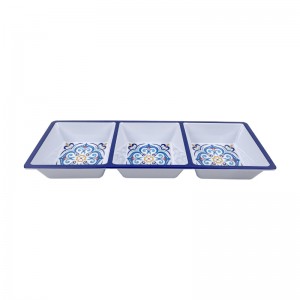 Wholesale factory supply melamine Serving Plate Divided Tray for Chips snack divided bowls