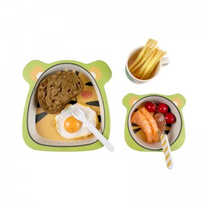 Cute design tiger pattern bamboo fiber tableware kid dinner dinnerware dish set