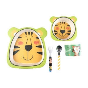 Set di stoviglie per bambini, stoviglie in fibra di bambù dal design carino con motivo tigre