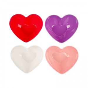 Colorful break-resistant cute melamine bowl durable heart shape plastic bowls