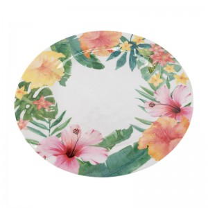 Custom wholesale Unbreakable flower Printing round plastic melamine plate