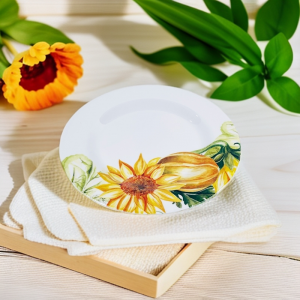 Northern European Style Household Decorative Sunflower Shape Melamine Fruits Snack Dinner Plate