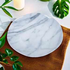 Cheap custom wholesale marble design melamine bulk dinner plate home use food grade quality