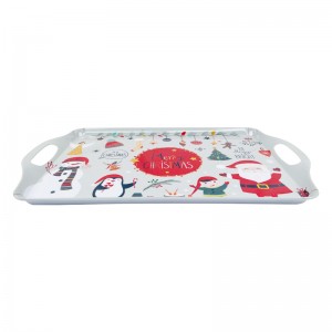 Wholesale custom melamine decorative christmas serving food tray rectangle food grade