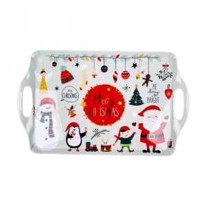 Wholesale custom melamine decorative christmas serving food tray rectangle food grade