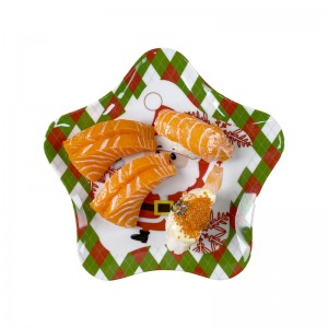 Plastic Melamine Pentagram Star Shaped Christmas Santa Dish Plate For Table Decor