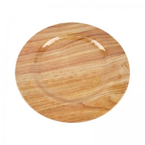 Custom Decorative Home Restaurant Smooth Surface Melamine Plate Large Round Wood Food Serving Dish