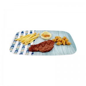 Custom Color Melamine Serving Platters Rectangular Trays White and blue Serving Platters Melamine Plate