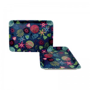 New Unbreakable Bamboo Fiber Melamine Rectangle Fast Food Serving Trays