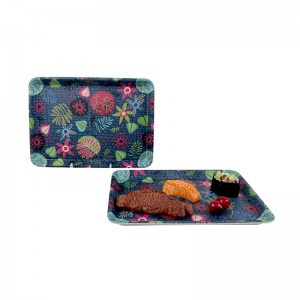 New Unbreakable Bamboo Fiber Melamine Rectangle Fast Food Serving Trays