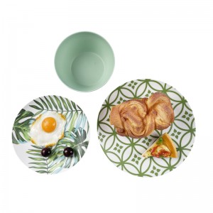 2022 New Arrival Leaf Pattern French Fries Snake Plate High Quality Plastic Tableware Melamine Dinner Set