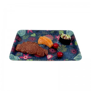 New Unbreakable Bamboo Fiber Melamine Rectangle Fast Food Serving Trays