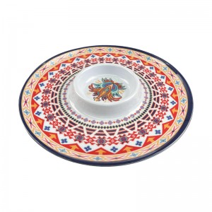 12 inch round melamine serving plate set snacks plates Christmas melamine chip and dip plates