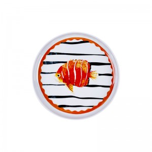 New Nordic Style Ocean Fish Design Round Plate Melamine Restaurant Plate For Food Serving