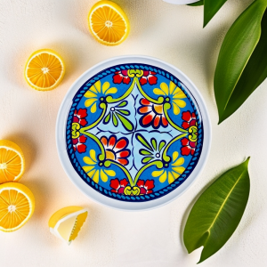 Wholesale melamine geometric round plate for home and restaurant melamine dish