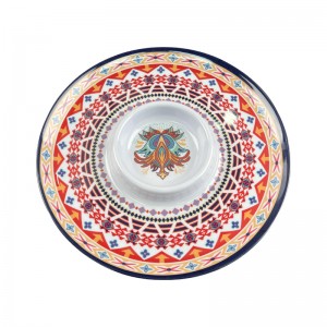 12 inch round melamine serving plate set snacks plates Christmas melamine chip and dip plates