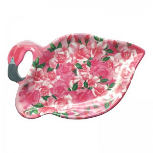 Food safety Tropical Flamingo Shaped western design melamine plastic serving plate