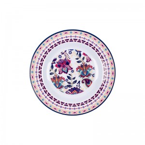 Retro Flower Melamine Dinner Charger Plate Underglazed Steak Fruit Serving Plate Plastic Dinner Plates