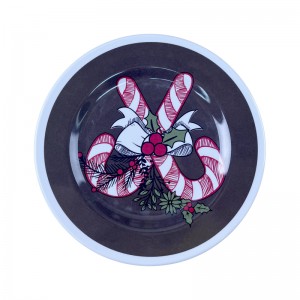 Platos navidenos para fiesta christmas melamine plate, round shape melamine plastic christmas style plate