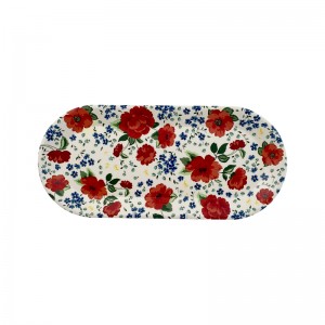 Various Good Quality Creative Bamboo Fiber Oval Tray Printed Bamboo Fiber Serving Tray