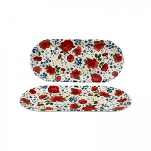 Various Good Quality Creative Bamboo Fiber Oval Tray Printed Bamboo Fiber Serving Tray