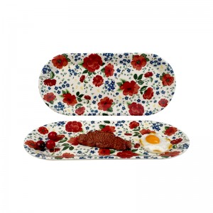 Various Good Quality Creative Bamboo Fiber Oval Tray Printed Bamboo Fiber Serving Tray