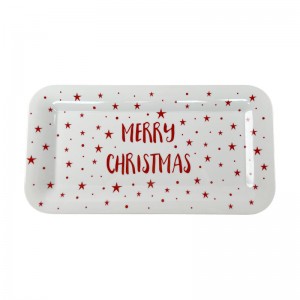 Christmas Melamine Tableware New Design Reusable Plastic Rectangular Serving Tray Dinnerware