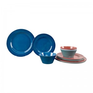 Melamine Factory Household Dinnerware Melamine Western Tableware Blue Dinner Ware Flower Melamine Dinner Set