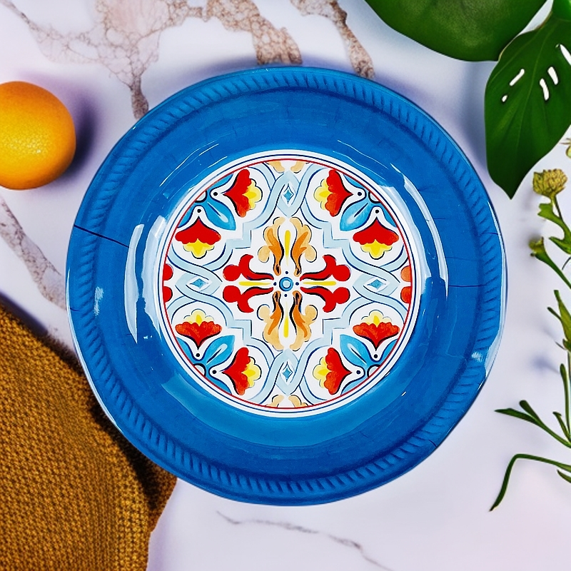 blue melamine plate