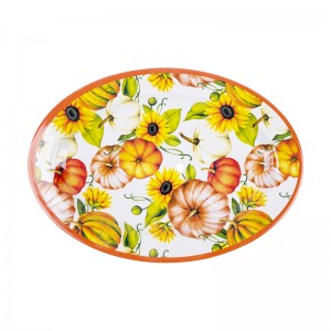 Eco-Friendly Reusable Oval Melamine Dinner Plate Cheap Bulk Food Grade Plastic Dishes Fruit Design for Daily Use