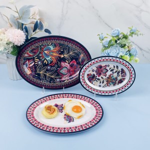 China Factory Supply High Quality low MOQ Dinnerware Set Melamine Oval Shaped Plates for sale