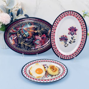 China Factory Supply High Quality low MOQ Dinnerware Set Melamine Oval Shaped Plates for sale